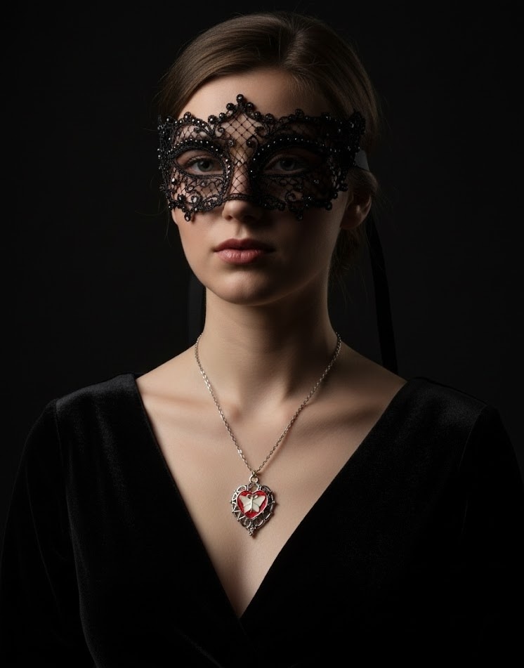 Crimson Heart Butterfly Pendant Necklace