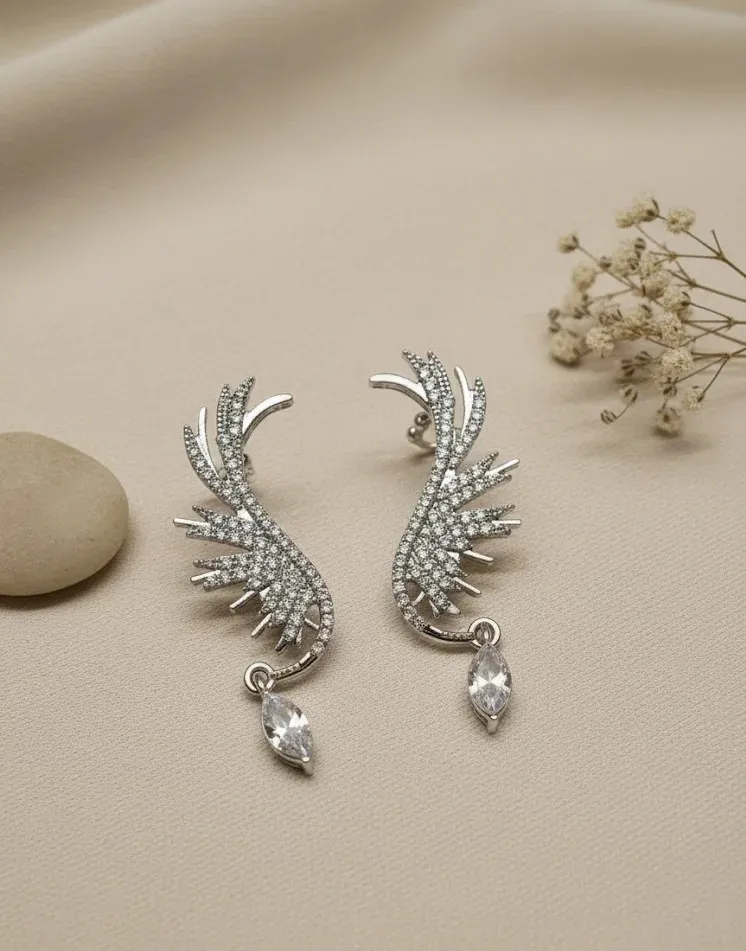 Silver Wing Cuff Earrings