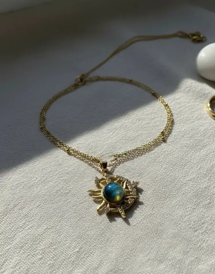 Gold Sunburst Pendant Necklace