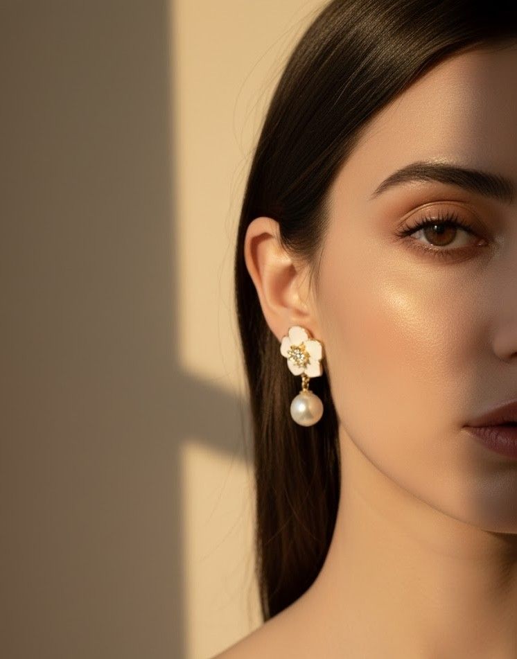 Ivory Bloom Pearl Drop Earrings