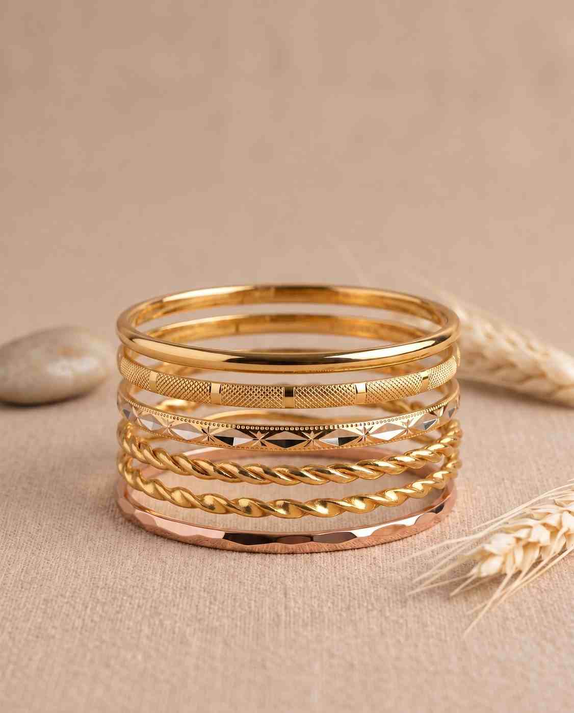 Golden Aura Bangle Stack